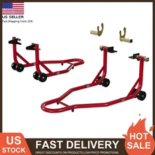 2 Set Heavy Duty Motorcycle Stand Lift 900Lbs Capacity Front & Rear Combo Stands