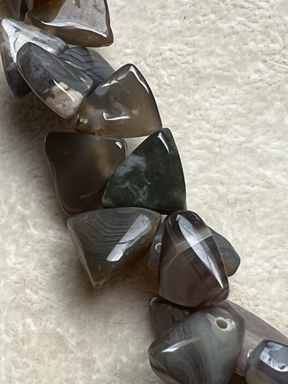 Vintage Botswana Agate Triangular Bead Necklace 2… - image 3