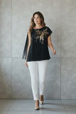 Halston Heritage sequined black and gold top small