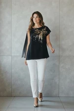 Halston Heritage sequined black and gold top small