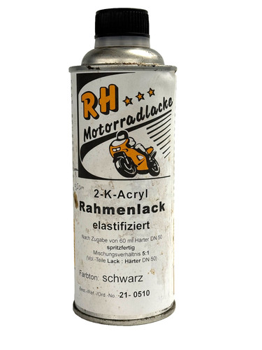 RH Motorcycle Paints - 2K Frame Paint Gloss Black, Elasticized, Art. 21-0510