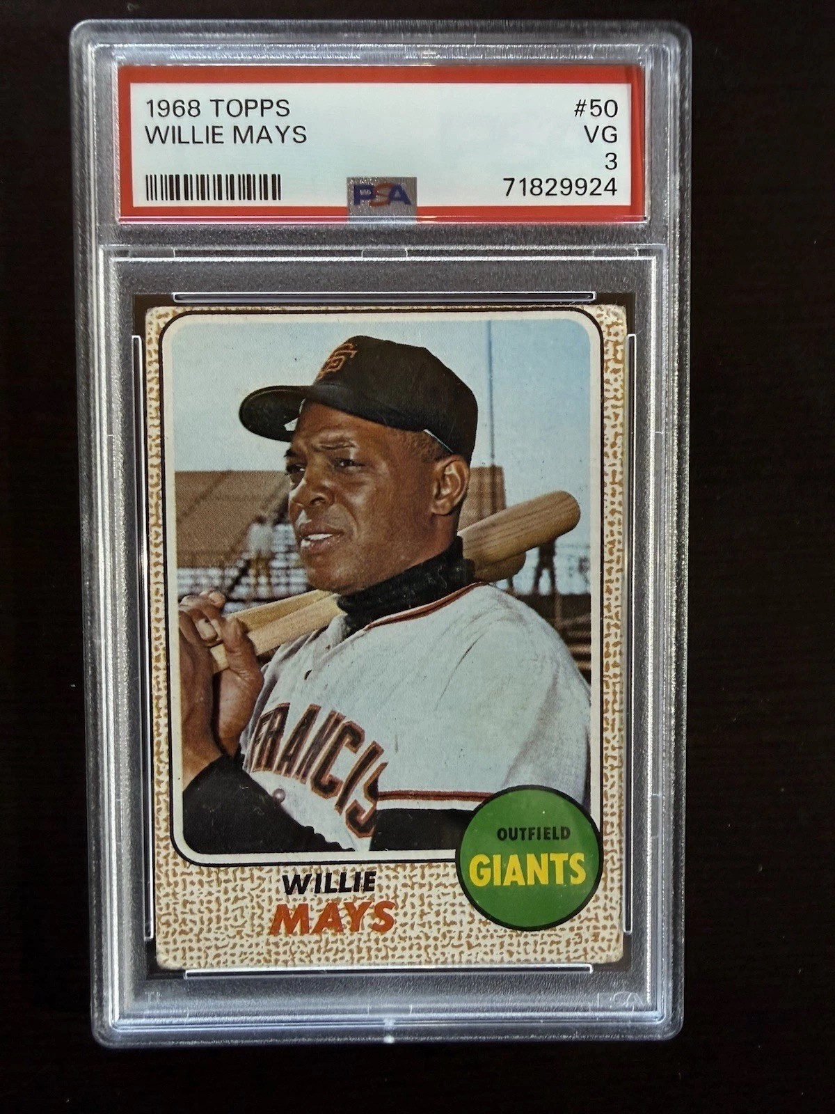1968 Topps - Willie Mays Giants Hall of Famer #50 PSA 3