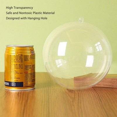 Clear Baubles 3.9in Diameter High Transparency Safe Plastic Hanging Hole Christm