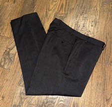Michael Kors Men's Charcoal Gray with Blue Plaid Dress Pants 36x31 Wool