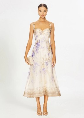 Zimmermann Dawning Corset Midi Dress Size 0 New