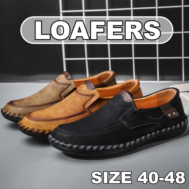 Men's Casual Leather Loafers Large Slip on Comfortable Driving Dress Shoes EU48