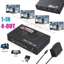 Full HD HDMI Splitter Amplifier Repeater 1080p 4K Female Switch Box 1x4 Port