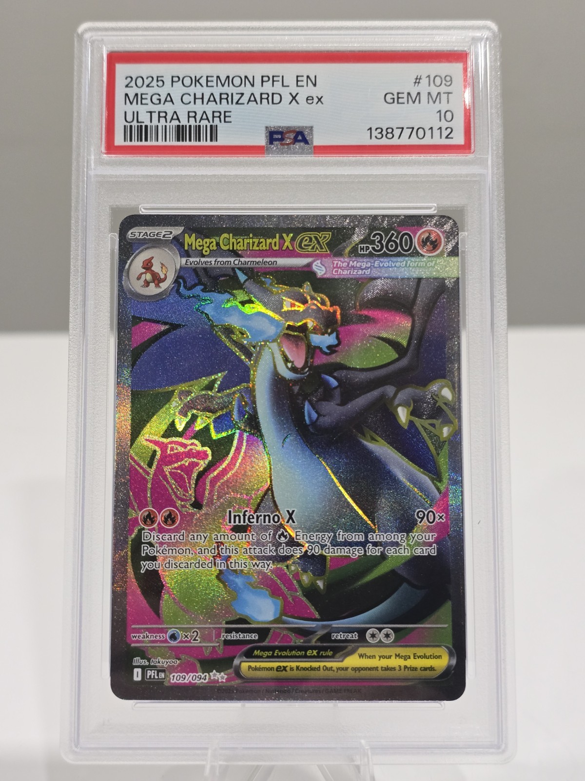 2025 POKEMON PFL EN-PHANTASMAL FLAMES ULTRA RARE #109 MEGA CHARIZARD X EX PSA 10