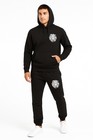 Herren Trainingsanzug Schwarz mit Weißem Löwen Motiv – Hoodie & Jogginghose Set