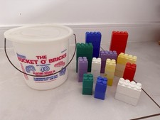 Vintage 1970s Bucket O' Bricks Tub Building Blocks Toys Peter Pan Playthings