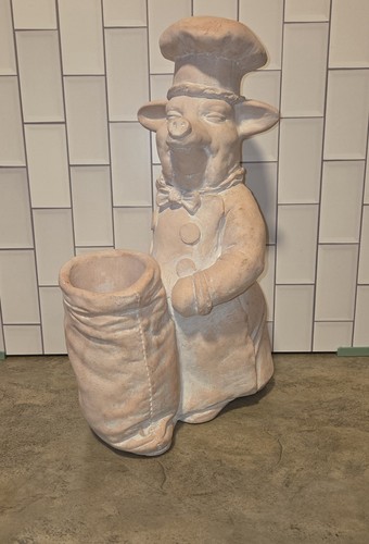 Vintage Fleur de lis Pig Chef  Utensil Holder French Country Kitchen