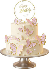 10 Pcs Butterfly Cake Toppers Decorations, Butterfly Cupcake Toppers with Gold H