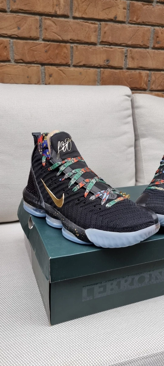 Nike LeBron 16 Black Metallic Gold - огромный выбор по лучшим