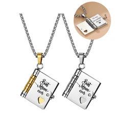 To My Incrediable Mom Book Shape Pendant Necklace Xmas Gift from Son Daughter