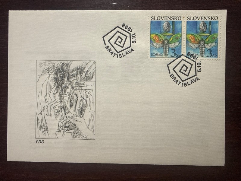 SLOVAKIA FDC COVER 1998 YEAR ANTI NARCOTICS DRUGS HEALTH MEDICINE STAMPS