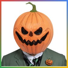 Latex Pumpkin Mask Halloween Cosplay Adult Scary Masquerade Party Costume Head