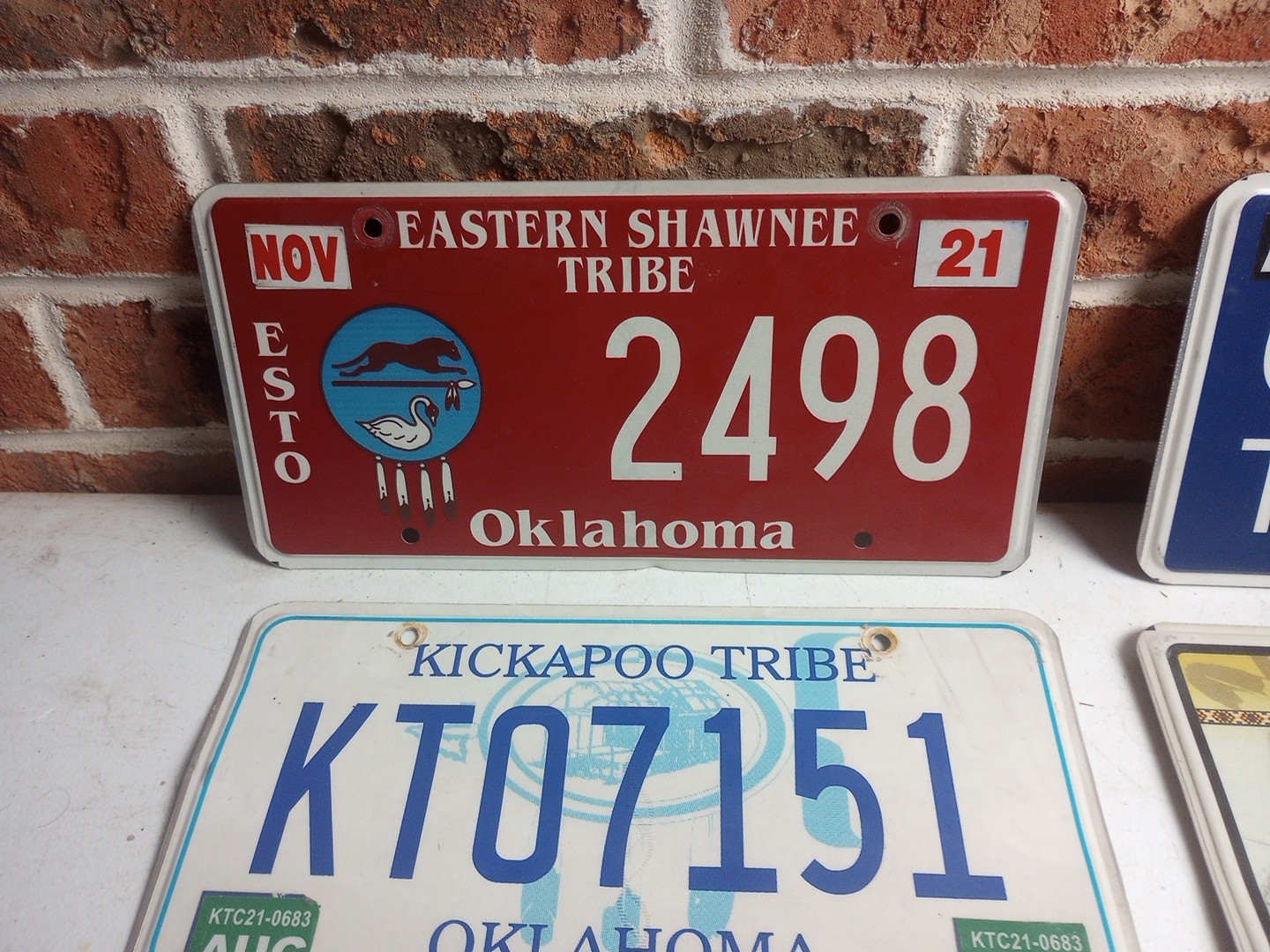  Lot Of 10 Oklahoma Indian Nation License Plate And North Dakota Indian Nation