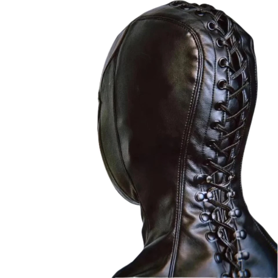 Máscara de Monja de Cuero Genuino Unisex Disfraz de Halloween Máscara Cabeza Completa Foto 2 de 4
