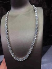 30 TCW Pear Cut Simulated Diamond Tennis Necklace 925 Sterling Silver 22 in