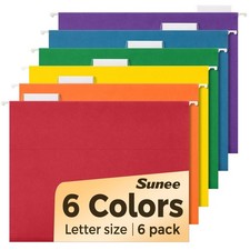 Hanging File Folders, 6 Pack Letter Size Hanging File Folders with 1/5-Cut Ta...