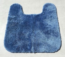 Vintage U Shaped Toilet Rug 20x21 Non-Slip Plush Contour Bath Mat Dark Blue
