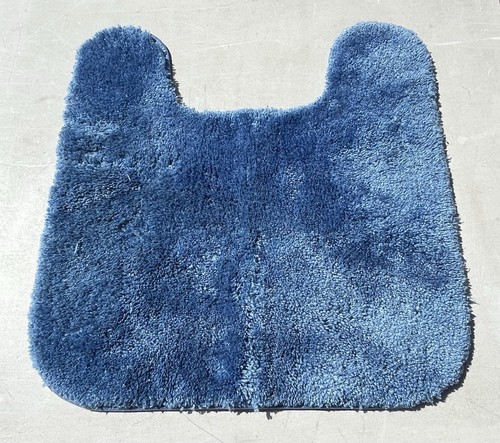 Vintage U Shaped Toilet Rug 20x21 Non-Slip Plush Contour Bath Mat Dark Blue