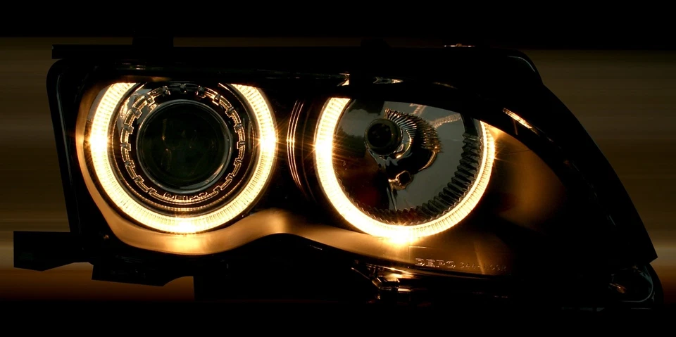 Angel Eyes Scheinwerfer für BMW 3er E46 Limousine Touring ab 2001- Set Schwarz - Bild 3 von 4