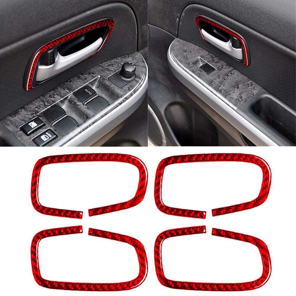 4pcs Red Carbon Fiber Door Handle Frame sticker Trim For SUZUKI