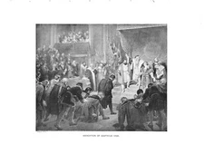 ABDICATION OF GUSTAVUS VASA BY HERSENT.VTG 11.3" x 8.7" ART PRINT*V5