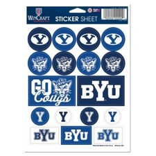 BYU Cougars Vinyl Sticker Sheet 17 Decals 5x7 Inches Free Ship