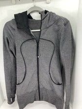 Lululemon Jacket Women Small Gray Full Zip Hooded Cut Tag Long Fit Thumb Holes