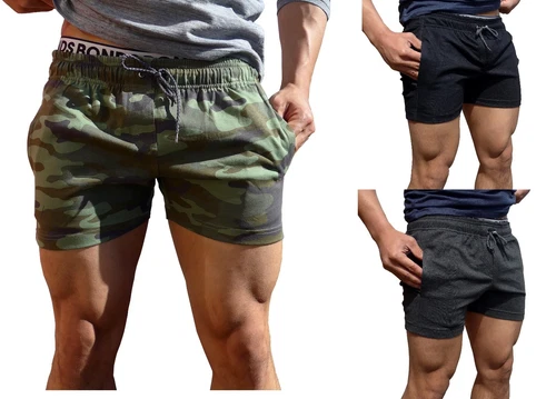 COTTON GYM SHORTS BODYBUILDING TRAINING RUNNING SHORTS CAMO FASHION SPORT 026