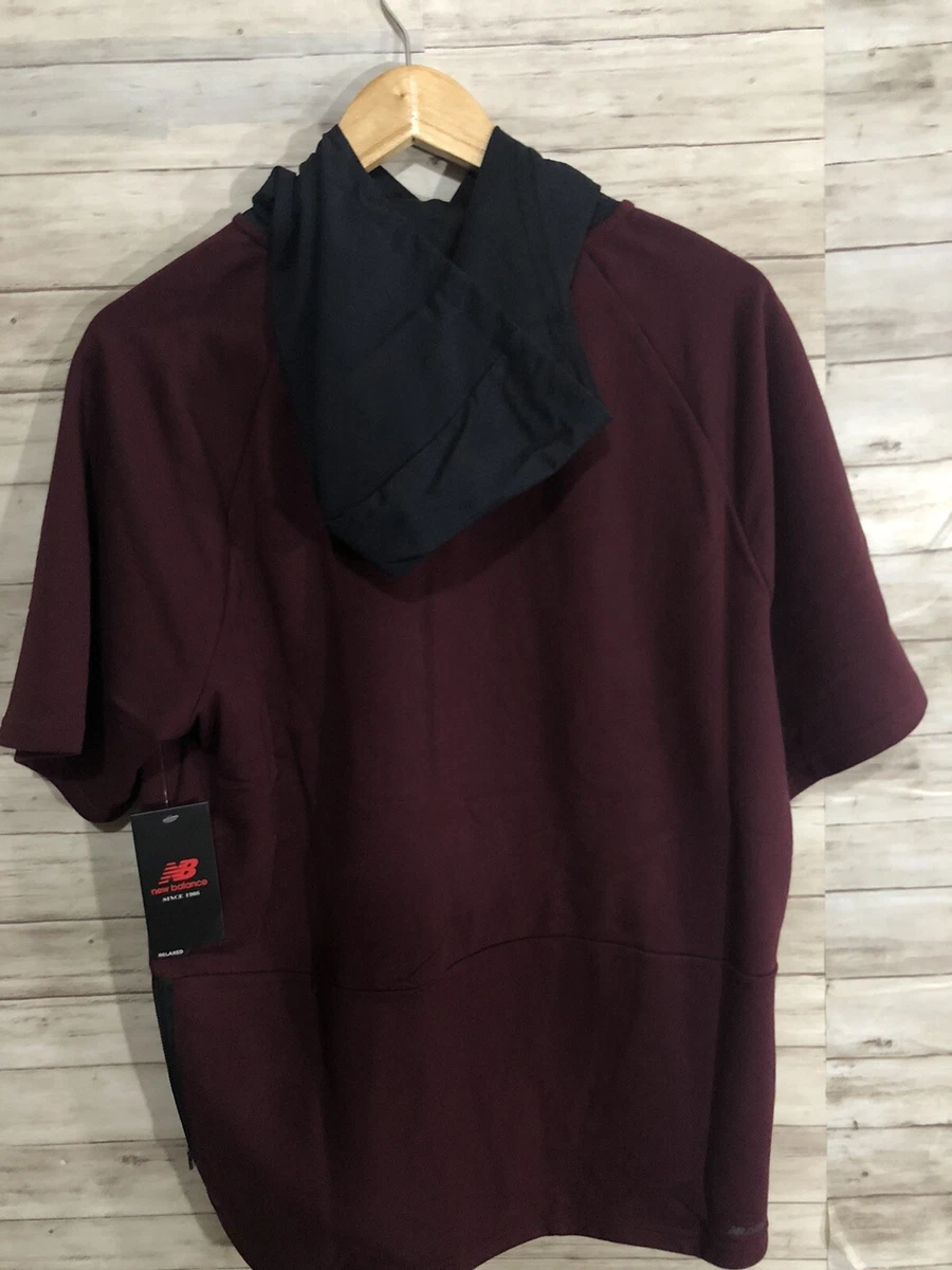 New Balance Hoodie Mens Medium Red Short Sleeve Side Zip