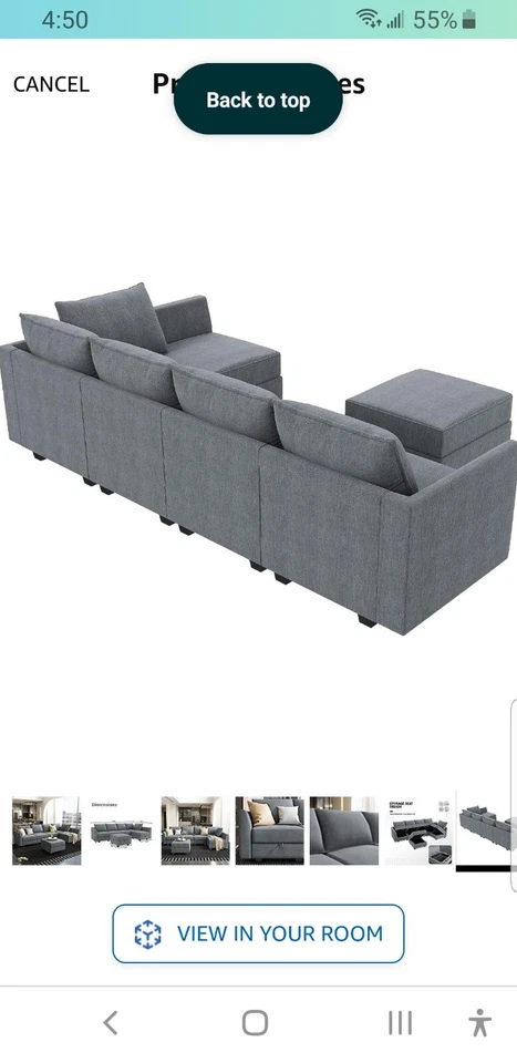 modular sectional sofa . u shape sectional sofa in bluish grey - Image 3 of 4