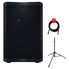 QSC CP8 Two-Way 8" 1000W PA System w/ Speaker Stand XLR Cable