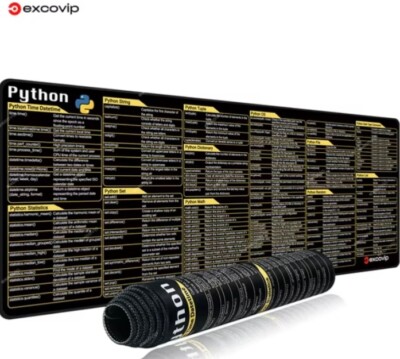 Python Programing Mouse Pad Large Cheat Sheet Keyboard Mat Shortcuts Mouse Pad