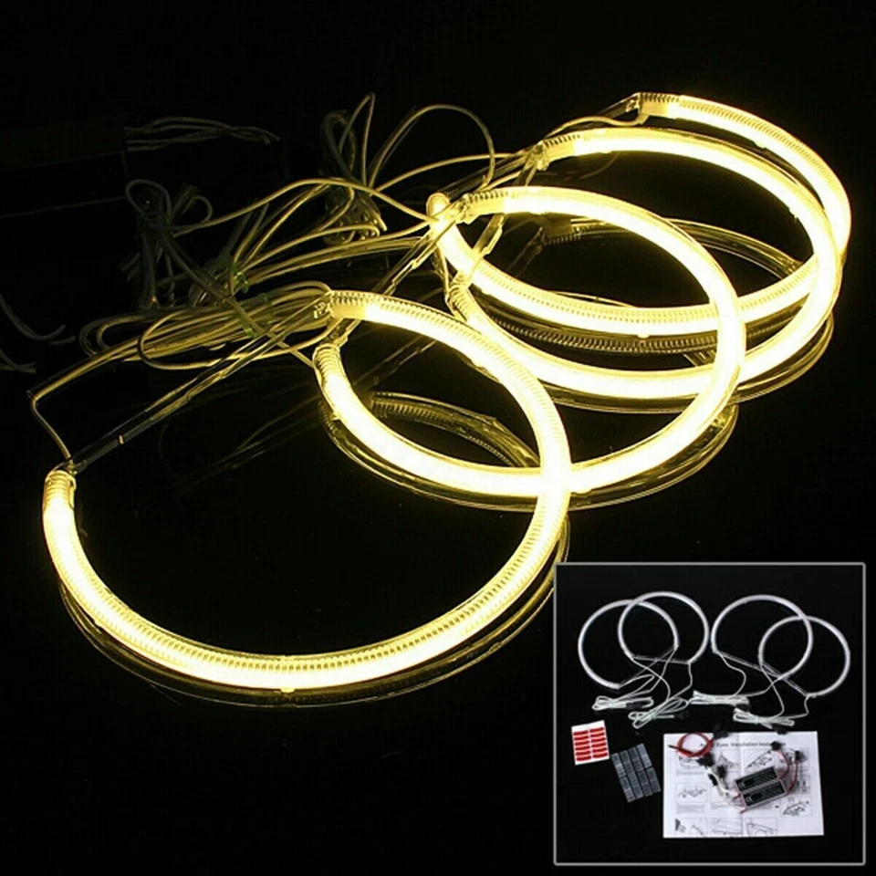 4x Gelb Angel Eyes CCFL Standlicht Ringe Scheinwerfer 131mm Set für BMW E46 - Bild 4 von 4