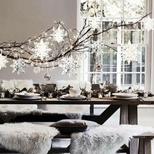 Christmas winter Hanging Snowflake Decor 12PCS Garland  12PCS 3D silver 24pcs