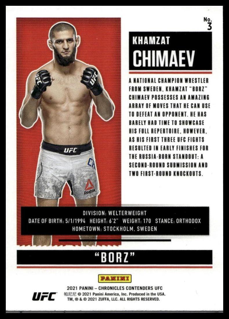 2021 Panini Chronicles UFC #3 Khamzat Chimaev Rookie RC | eBay