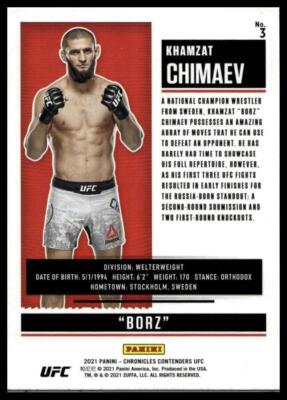2021 Panini Chronicles UFC #3 Khamzat Chimaev Rookie RC | eBay