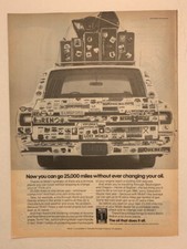1978 Mobil 1 Oil Print Ad Original Vintage You Can Go 25,000 Miles Does It All