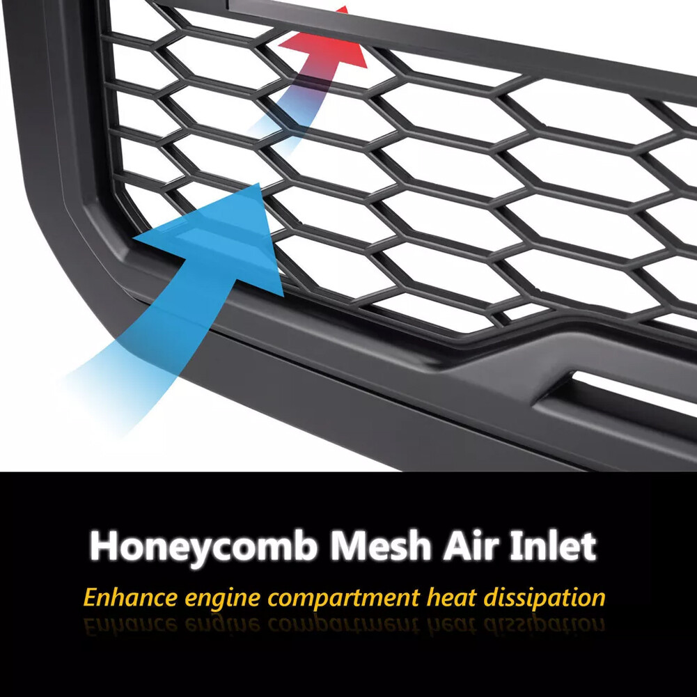 Grille For 2011-2016 F250 F350 Super Duty Grill Raptor Style W/LEDs Matte Black