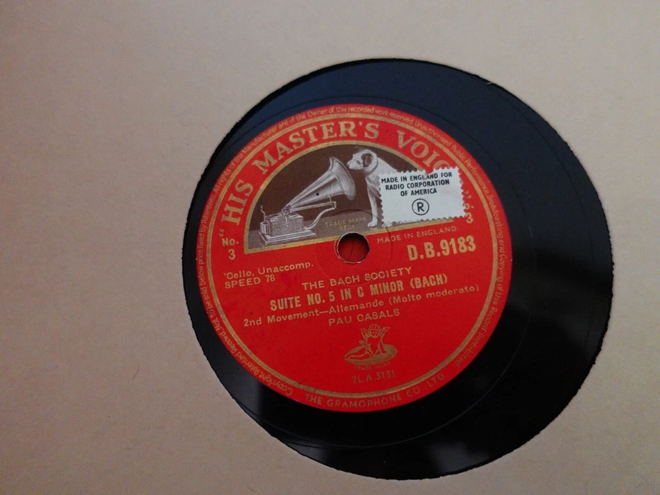 HMV 6X 78 Set DB9181- 9187 Pablo Casals Suites 4&5 Unaccompanied RARE 1 missing - Image 3 of 4