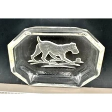 Vintage Schnauzer Carved Clear Intaglio Open Salt Dish