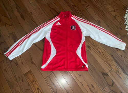Adidas Jacket Men's 2XS Red Chicago Fire MLS Soccer 3 STRIPES Full Zip