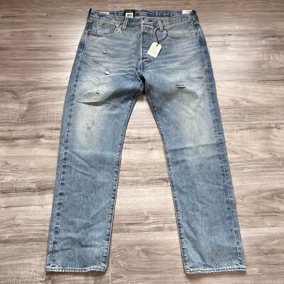  Levi's Premium 501 Mens Slim Taper Fit Selvedge Denim Medium Wash Jeans W38 L32