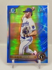 NON AUTO 2022 Bowman Chrome 1st Steven Zobac Blue Refractor 89/150 Royals ROOKIE