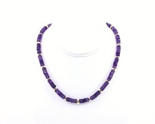 Faceted Purple Amethyst Necklace with Gold Accents, Beaded Amethyst Choker