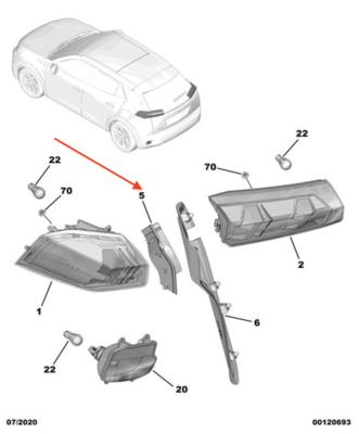 よこ PEUGEOT 2008 Rear Left Lamp Skirt 98288355XT New Genuine | eBay