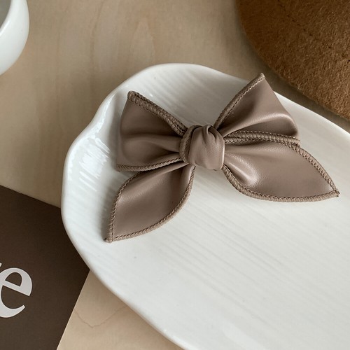 PU Leather Bow Hair Clip Ribbon Hairpin Bowknot Hair Barrette Duckbill Side Clip - Bild 9 von 16